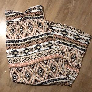 Forever21 pink print maxi festival strapless dress